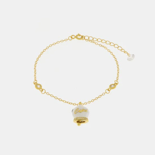 Dolci pensieri gift AMO CAPRI Bracciale in Argento 925 con campanella Capri e zirconi