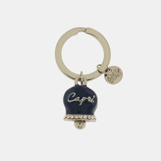 Dolci pensieri gift AMO CAPRI Portachiavi in Metallo con campanella portafortuna in smalto blu