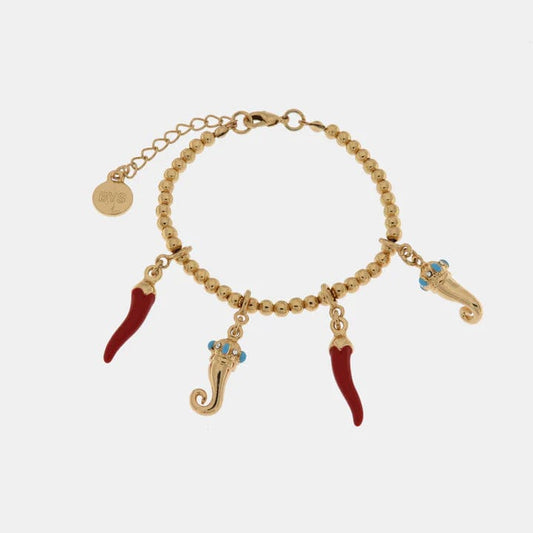 Dolci pensieri gift AMO NAPOLI Bracciale in Metallo con corni colorati