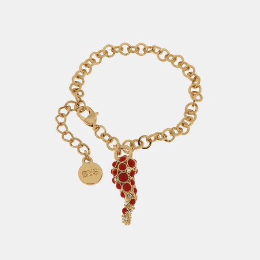 Dolci pensieri gift AMO NAPOLI Bracciale in Metallo con corno centrale e cristalli