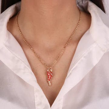 Dolci pensieri gift AMO NAPOLI Collana in Metallo con pendente a forma di corno e cristalli
