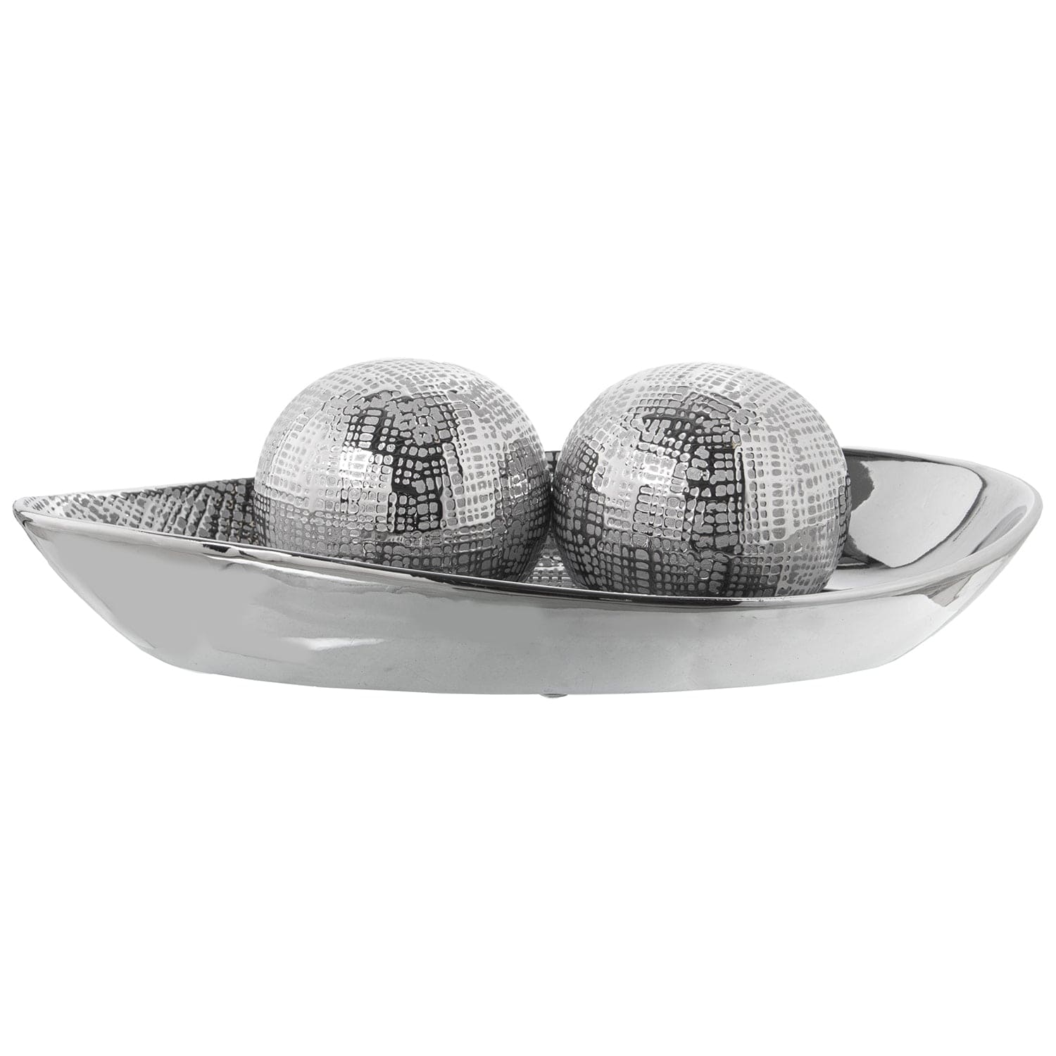 Dolci pensieri gift CENTROTAVOLA IN CERAMICA ARGENTATO LUCIDO CON STRIATURE  LUNG. CM 37X 20 LARG.