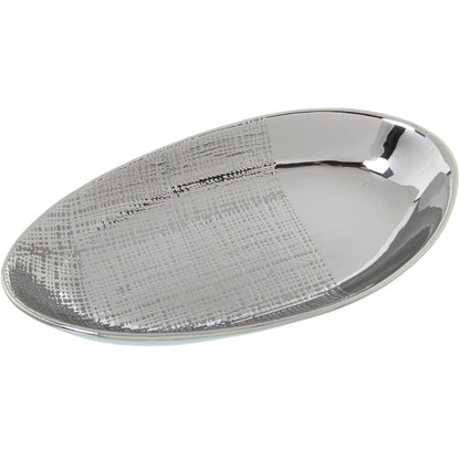 Dolci pensieri gift CENTROTAVOLA IN CERAMICA ARGENTATO LUCIDO CON STRIATURE  LUNG. CM 37X 20 LARG.