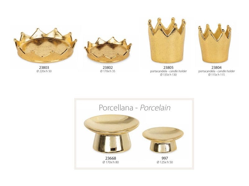 Dolci pensieri gift CORONA IN PORCELLANA ORO PORTACANDELA BOMBONIERA REGALO NOZZE ORO