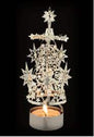 Dolci pensieri gift Lanterna Porta Candela Piramide giostrina con rilievi argentato ALBERO PIRAMIDE CON STELLA