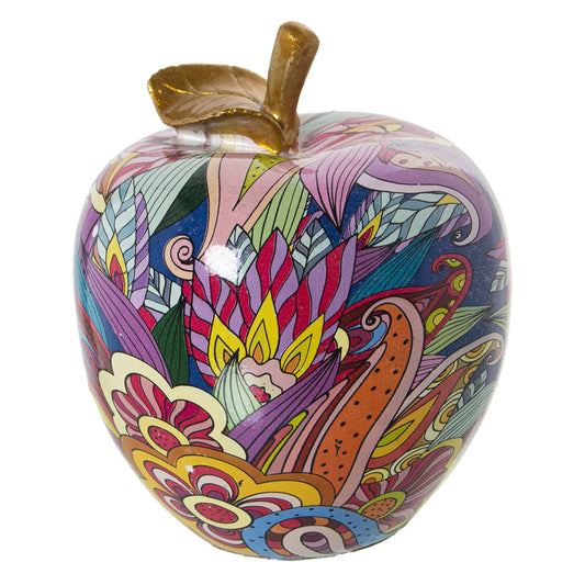 Dolci pensieri gift MELA IN CERAMICA PORTAFORTUNA DECORAZIONE CASA  MULTICOLOR  GRAFFITI 16X16
