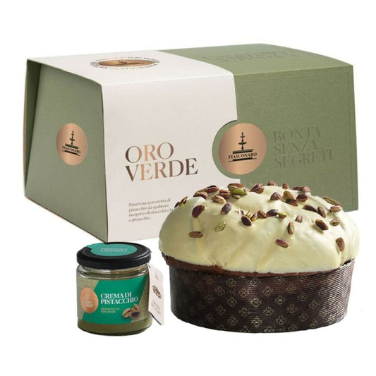 Dolci pensieri gift Panettone Oro Verde Fiasconaro AL PISTACCHIO CON BARATTOLINO ANNESSO 1 KG
