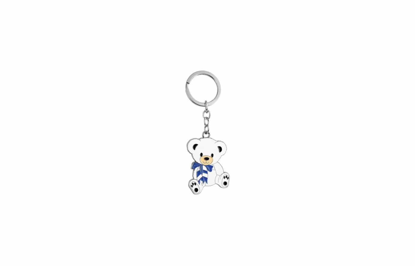 Dolci pensieri gift PORTACHIAVI ORSETTO FIOCCO CELESTE METALLO SMALTATO CM 5 COMPLEANNO BATTESIMO COMUNIONE