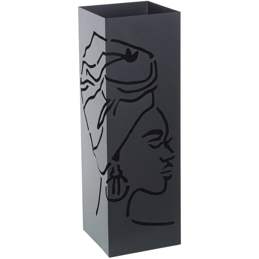 Dolci pensieri gift PORTAOMBRELLI METALLO QUADRATO NERO CON DONNA INTAGLIATA CM 50 DI ALTEZZA