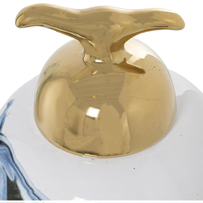 Dolci pensieri gift POTICHE IN CERAMICA CON COPERCHIO ORO Potiche  BIANCO E AZZURRO H 50 CM