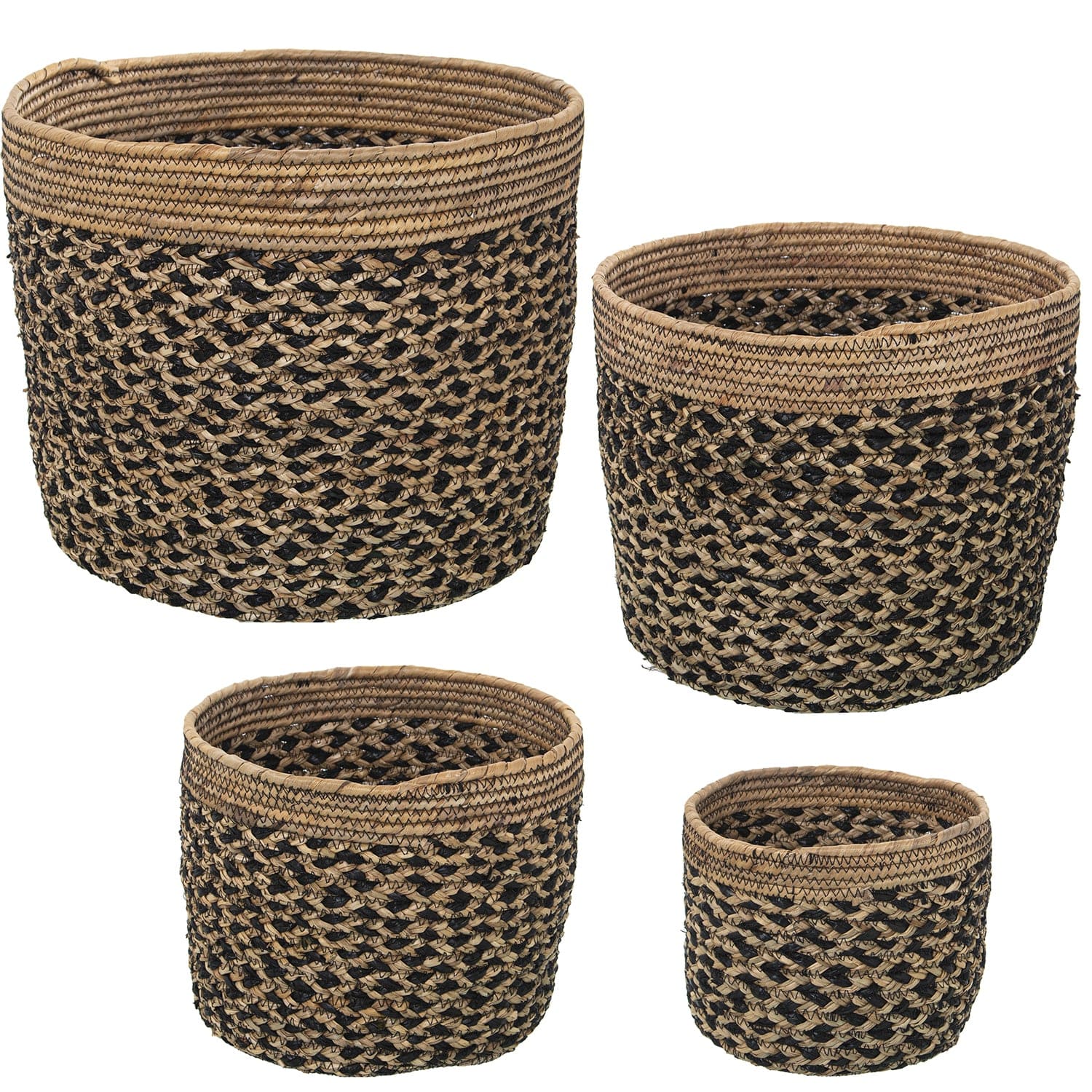Dolci pensieri gift SET 4 CESTINI CASA ARREDO IN RATTAN BEIGE E NERO SOGGIORNO BAGNO CAMERA DA LETTO