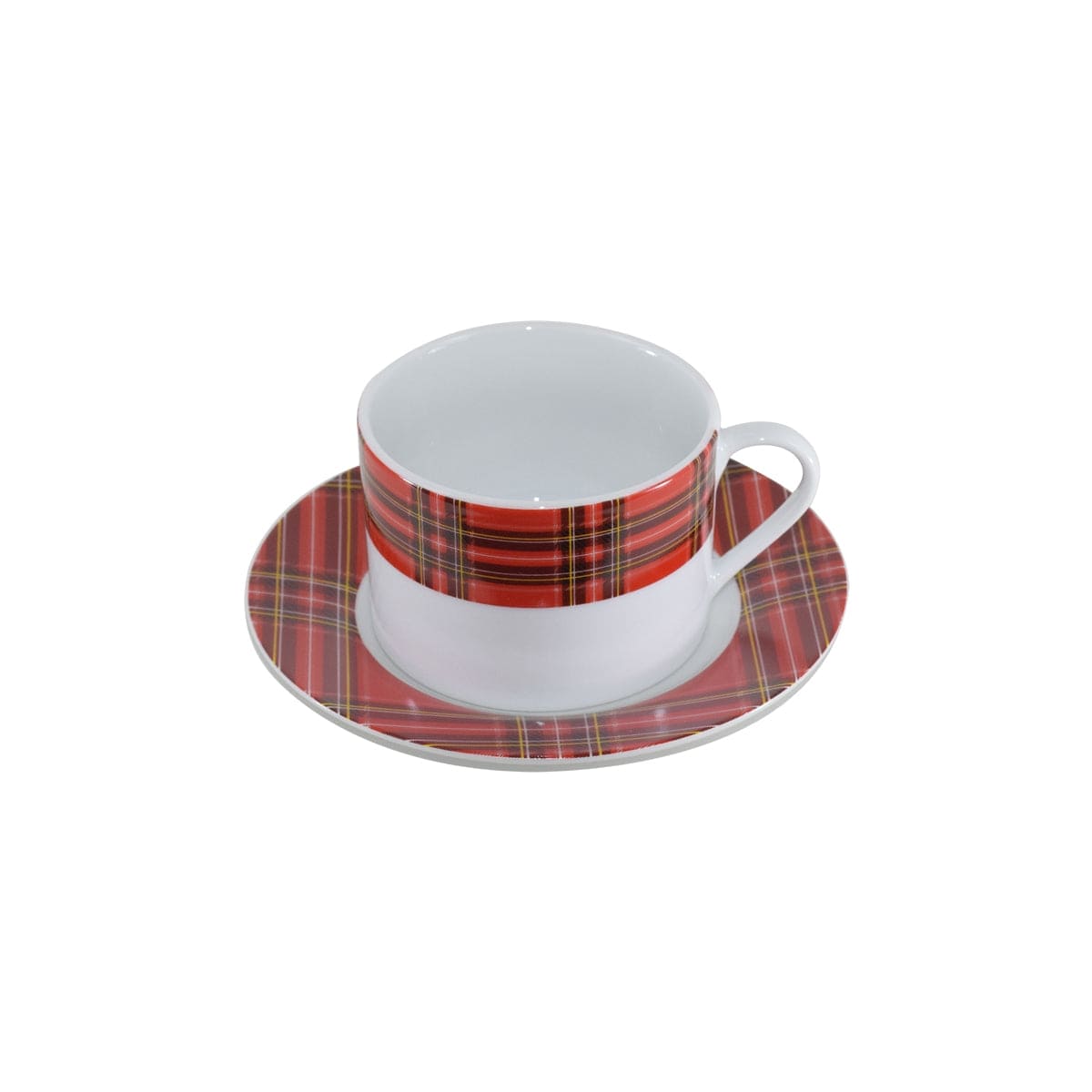 Dolci pensieri gift TAZZE  THE' DECORATIVA CON PIATTINO CERAMICA DESIGN TARTAN  NEW BONE CHINA