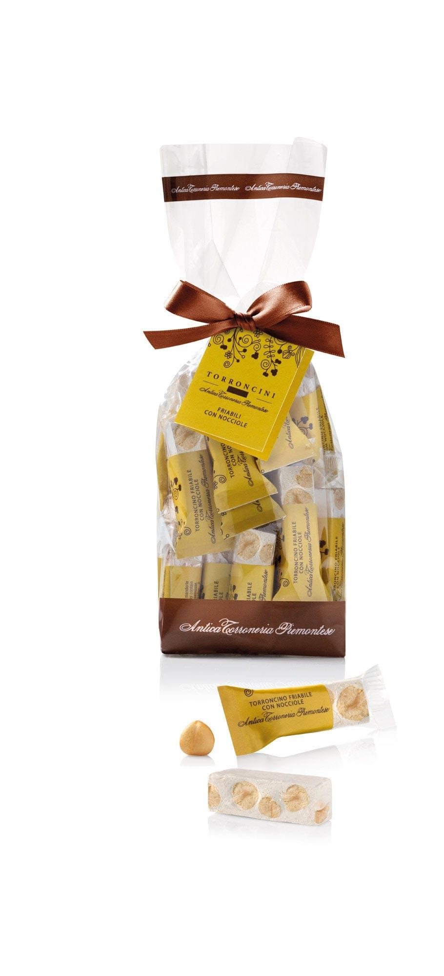 Dolci pensieri gift TORRONE BIANCO FRIABILE CON NOCCIOLE 200 GR. NOCCIOLE MIELE E ZUCCHERO