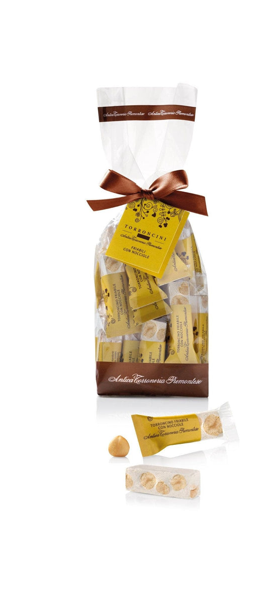 Dolci pensieri gift TORRONE BIANCO FRIABILE CON NOCCIOLE 200 GR. NOCCIOLE MIELE E ZUCCHERO