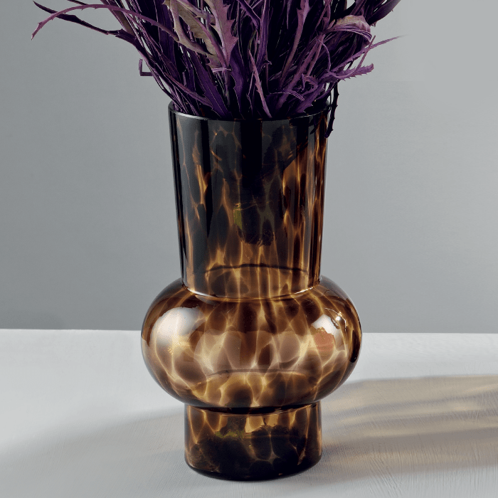 Dolci pensieri gift VASO IN VETRO ANIMALIER NEI COLORI BEIGE MARRONE Diam. 15,5x26 h. cm.