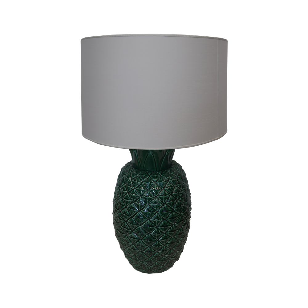 LAMPADA IN CERAMICA ANANAS VERDE BRILLANTE CON PARALUME DIAMETRO 50 CM H.80