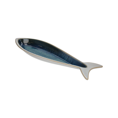 PIATTO FONDO PESCE IN CERAMICA BLU E BIANCO MISURA GRANDE ANTIPASTIERA O CENTROTAVOLA