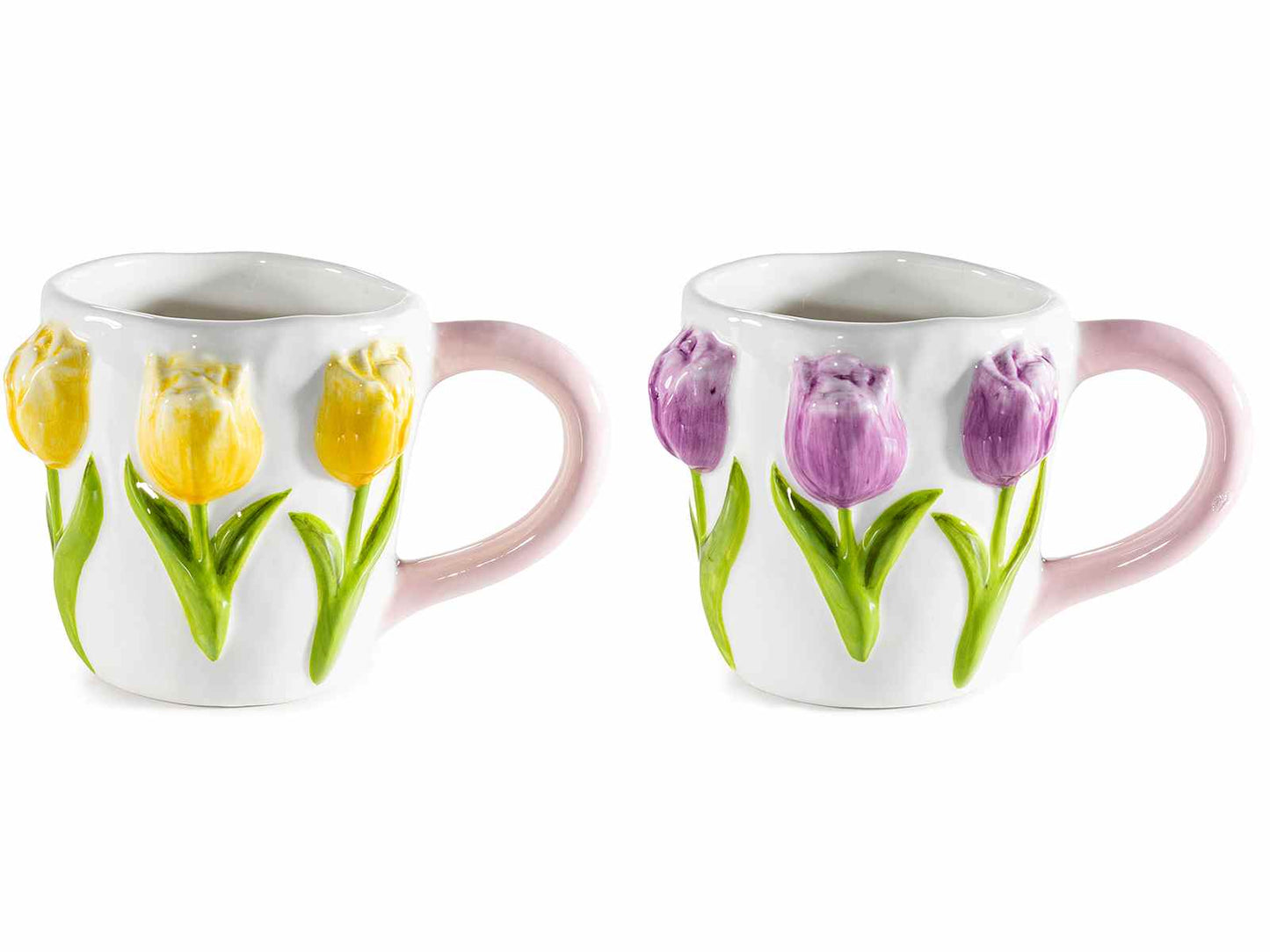 TAZZA CON TULIPANI COLORATI  IN RILIEVO 350 ML Misure: Ø 9 cm x 9,5 H ADATTA PER CONTATTO DIRETTO ALIMENTI