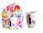 TAZZA FLOREALE 300 ML CON INIZIALE"I" CONFEZIONE REGALO SAGOMATA CON FIOCCO