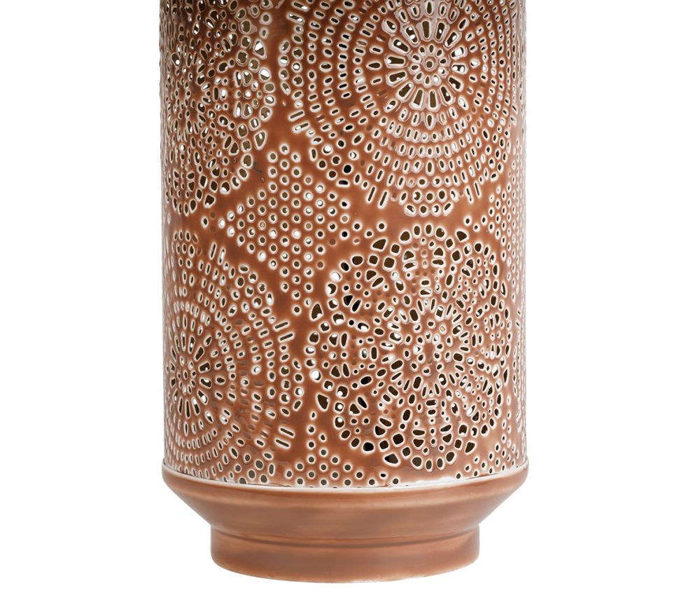 LAMPADA DA APPOGGIO  BEIGE ROSE, METALLO TRAFORATA D30XH49CM ALIMENTATA A CORRENTE