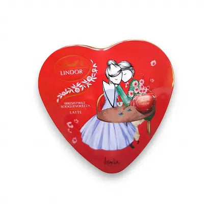 Confezione a cuore in metallo con Lindor al latte 55 g