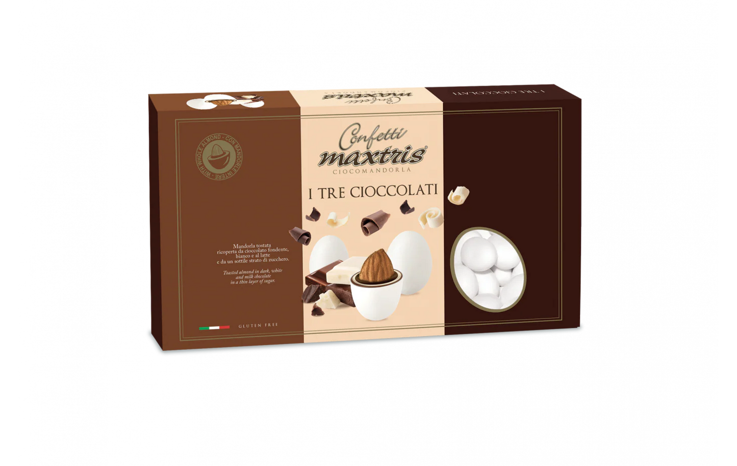 MAXTRIS CONFETTI BIANCHI GUSTO TRE CIOCCOLATI  1 KG SENZA GLUTINE