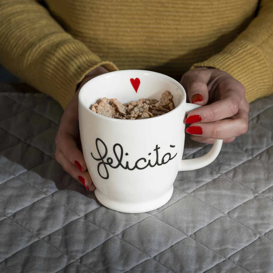Mug porcellana bianca Felicità