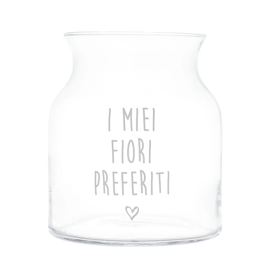 VASO PORTAFIORI IN VETRO SUPER TRASPARENTE CON DECORO" i miei fiori preferiti H 34 D. 19