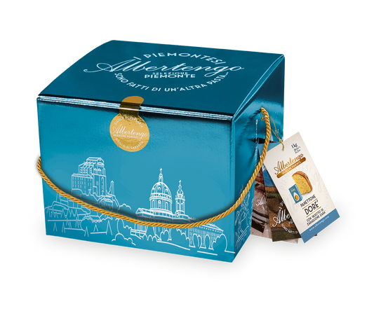 ALBERTENGO PANDORATO CON VASETTO ZABAGLIONE ZABA' 1KG SCATOLA LUSSO METALLIZZATA
