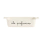 PIROFILA IN PORCELLANA BIANCA "CHE PROFUMINO" FORNO E MICROONDE piccola 26(32)x18 cm