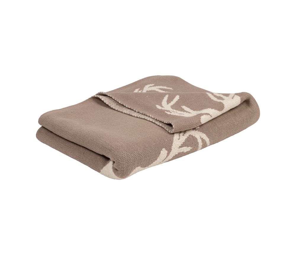 PLAID CERVO TORTORA E BIANCO 150X125CM