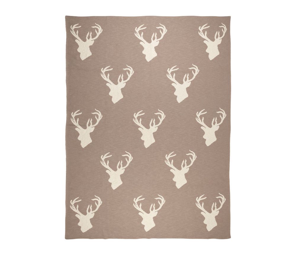 PLAID CERVO TORTORA E BIANCO 150X125CM