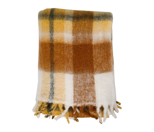 PLAID TARTAN BEIGE E OCRA  170X130CM