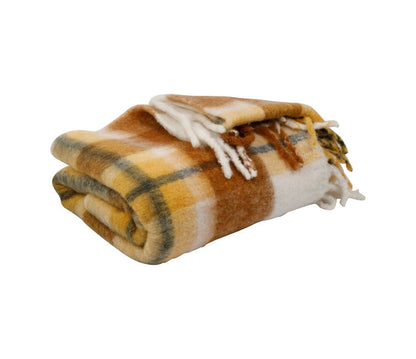 PLAID TARTAN BEIGE E OCRA  170X130CM