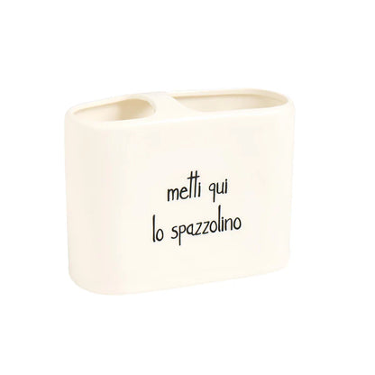 PORTASPAZZOLINI IN GRES PORCELLANATO LUCIDO "METTI QUI LO SPAZZOLINO"