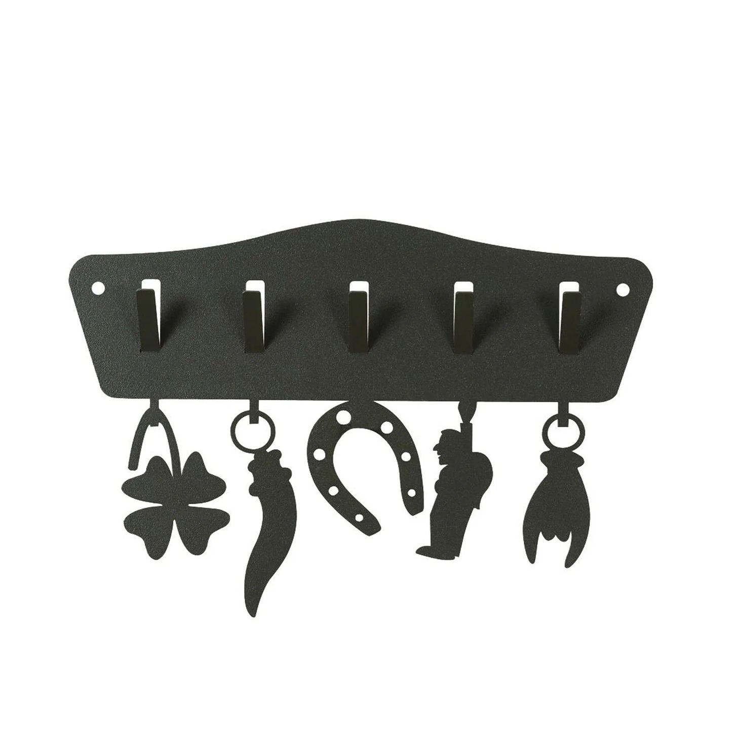 PORTA CHIAVI APPENDINO DA PARETE IN FERRO PORTAFORTUNA NERO Dimensioni: 31 x 21 cm di altezza