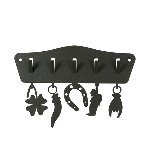 PORTA CHIAVI APPENDINO DA PARETE IN FERRO PORTAFORTUNA NERO Dimensioni: 31 x 21 cm di altezza