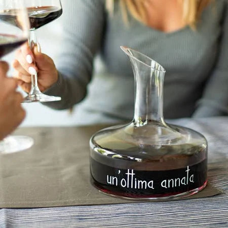 DECANTER IN VETRO BOROSILICATO " UN'OTTIMA ANNATA " DESIGN  CAPIENZA 1,2 LITRI