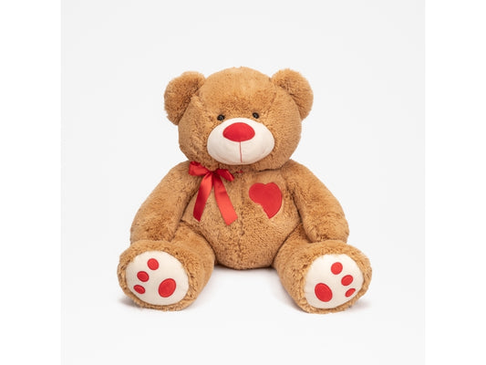ORSO PELUCHE SAN VALENTINO REGALO 35 CM CON CUORE BEIGE E ROSSO