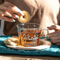 SET 2 TAZZE COLAZIONE IN VETRO DECORO " FELICITA'" Dimensioni diam. 11 cm x h 8 cm - capienza 480ml