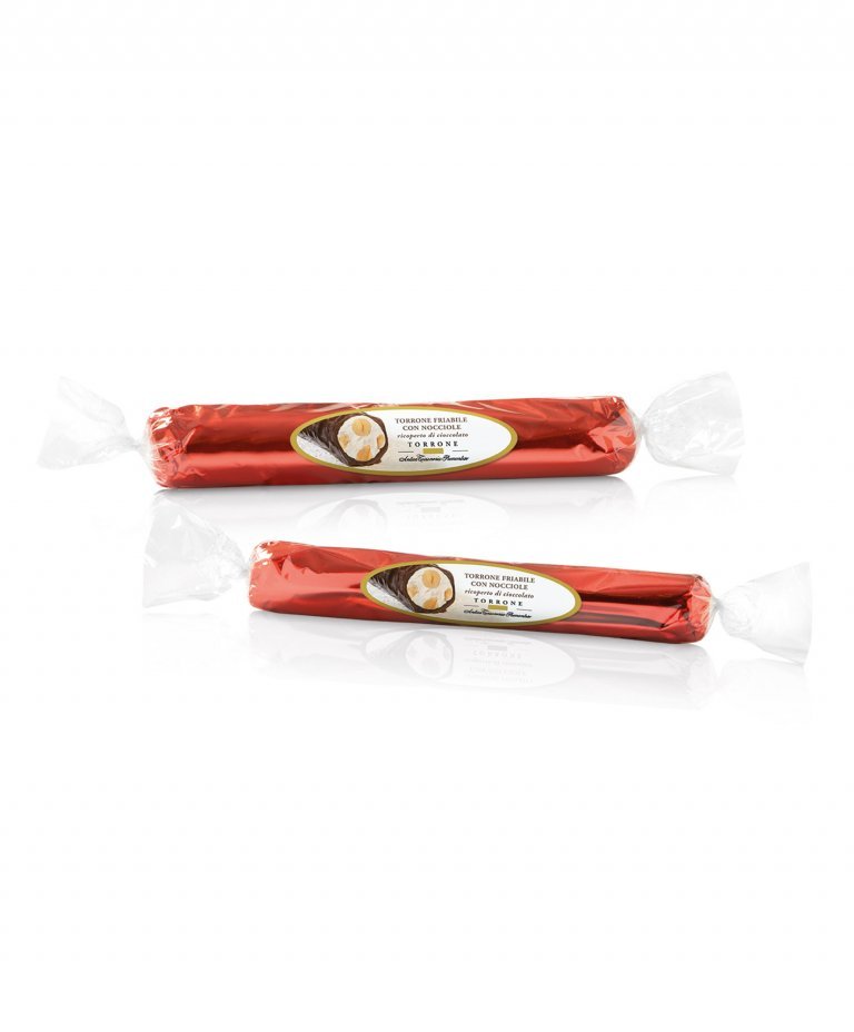 TORRONE FRIABILE TORRONERIA PIEMONTESE RICOPERTO DI CIOCCOLATO 150 GR. SENZA GLUTINE