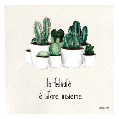SET 20 TOVAGLIOLI IN CARTA DECORO " LA FELICITA' E' STARE INSIEME" 33X33 CM