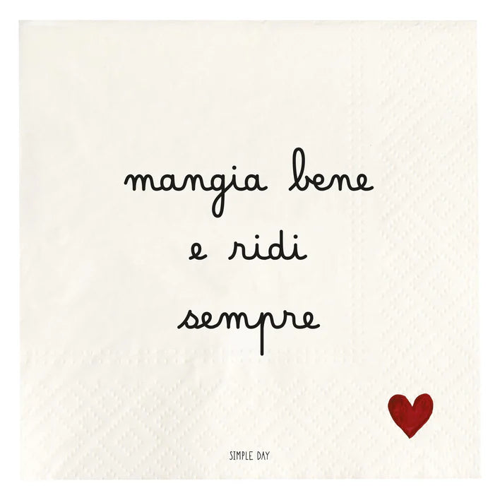 SET 20 TOVAGLIOLI DECORO"MANGIA BENE E RIDI SEMPRE" MISURE: 33X33