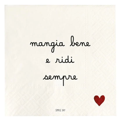 SET 20 TOVAGLIOLI DECORO"MANGIA BENE E RIDI SEMPRE" MISURE: 33X33