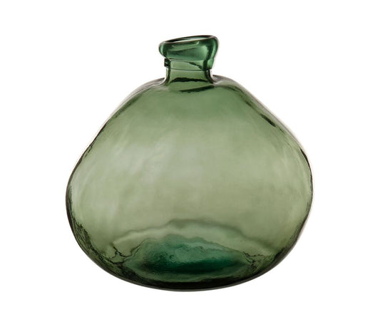 VASO FIORI O DECORAZIONE VERDE IN VETRO IRREGOLARE D33 X H33CM