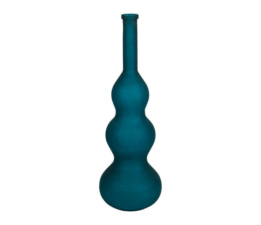 VASO  DA TERRA O MADIA VETRO SATINATO COLLO LUNGO COLORE SMERALDO D33XH100CM