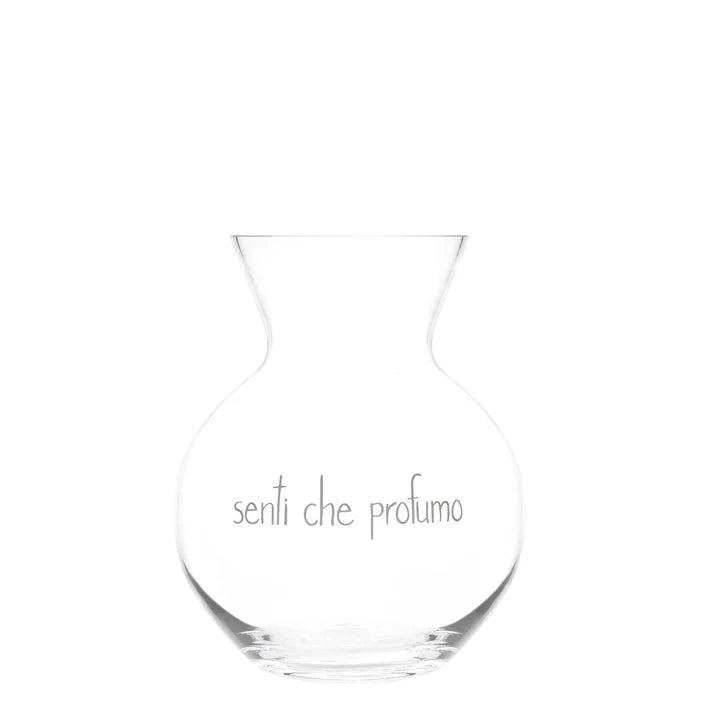 Vaso vetro Portafiori decoro Senti che profumo h.25cm