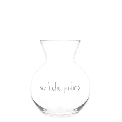 Vaso vetro Portafiori decoro Senti che profumo h.25cm