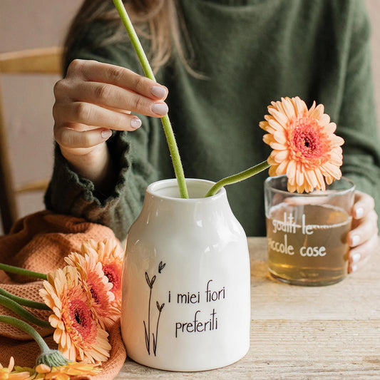 VASO IN GRES  PORCELLANATO LUCIDO H 13 D. 10 " I MIEI FIORI PREFERITI"