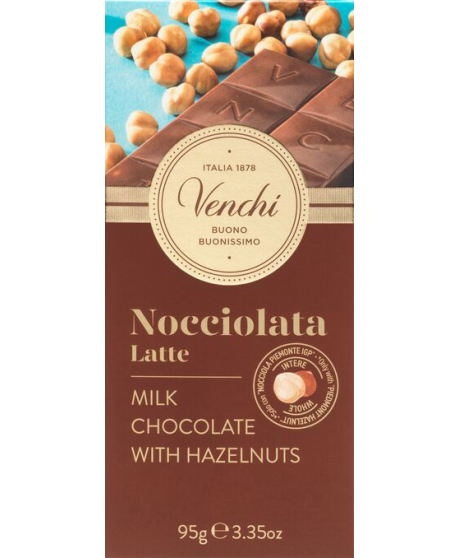 VENCHI TAVOLETTA NOCCIOLATO AL LATTE 95 GR. NOCCIOLE INTERE SENZA GLUTINE